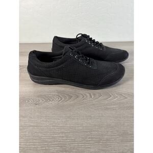 David Tate Women's Flat's-‎ Black Leather Sneakers Shoes Size 8- EUC